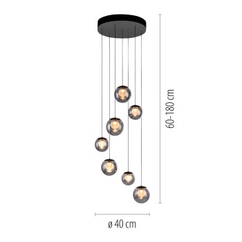 Pendul LED PURE POPUP gri Zuma Line 2587-15, D40 cm, 3W