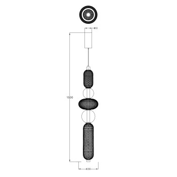 Pendul LED SAAR negru mat Zuma Line MD2596-5A-3BGT, D20 cm, 27W