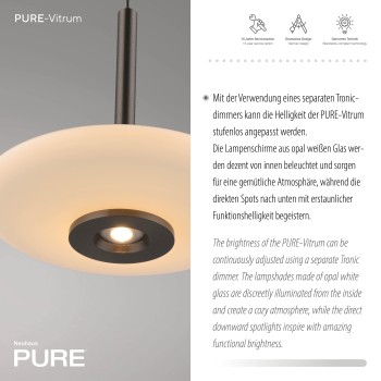 Pendul LED PURE VITRUM maro metalic inchis Zuma Line 2083-34, 100x22 cm, 10W