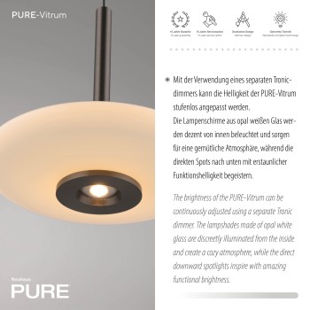Pendul LED PURE VITRUM maro metalic inchis Zuma Line 2083-34, 100x22 cm, 10W