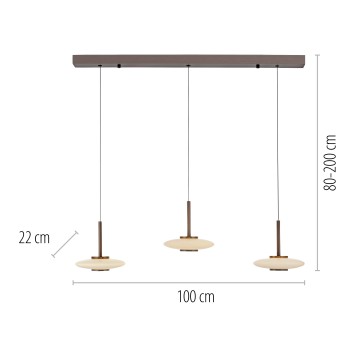 Pendul LED PURE VITRUM maro metalic inchis Zuma Line 2083-34, 100x22 cm, 10W