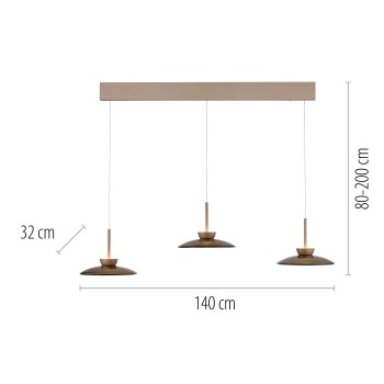 Pendul LED PURE MOON maro Zuma Line 2193-97, 140x32 cm, 15.7W