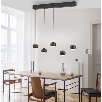 Pendul LED BALLINI negru Zuma Line 15262-18, 220x10 cm, 30W