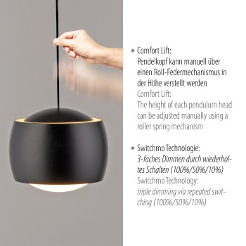 Pendul LED BALLINI negru Zuma Line 15262-18, 220x10 cm, 30W