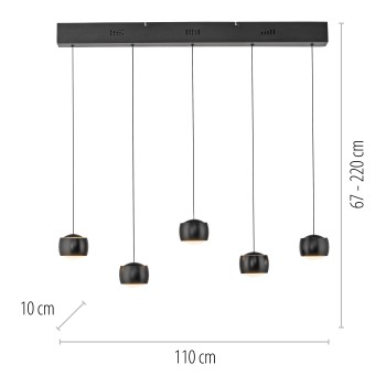 Pendul LED BALLINI negru Zuma Line 15262-18, 220x10 cm, 30W