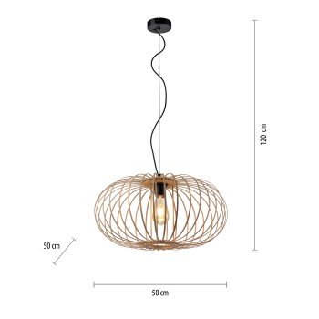 Pendul RACOON lemn natur Zuma Line 11409-79, D50 cm, 1xE27