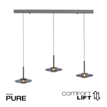 Pendul LED PURE VITRUM gri Zuma Line 2083-15, 100x22 cm, 10.1W