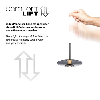 Pendul LED PURE VITRUM gri Zuma Line 2083-15, 100x22 cm, 10.1W