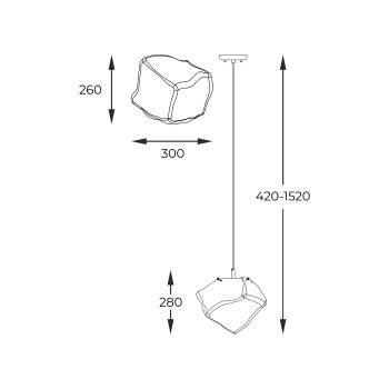 Pendul ROCK crom Zuma Line P0488-01A-F4AC, 30x26 cm, 1xE27
