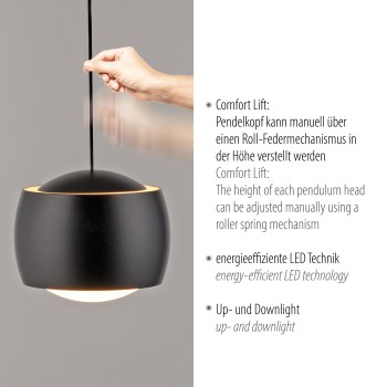 Pendul LED BALLINI negru Zuma Line 15260-18, 220x10 cm, 7W