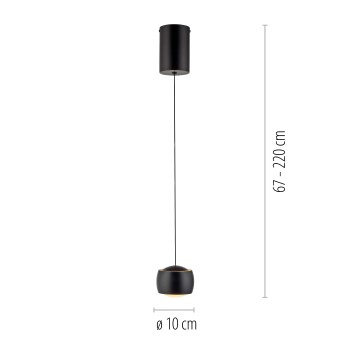 Pendul LED BALLINI negru Zuma Line 15260-18, 220x10 cm, 7W