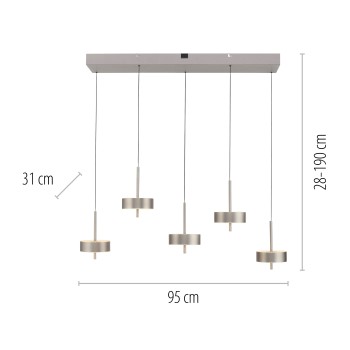 Pendul LED Q-ROTATE aluminiu Zuma Line 2249-95, 95x31 cm, 9W
