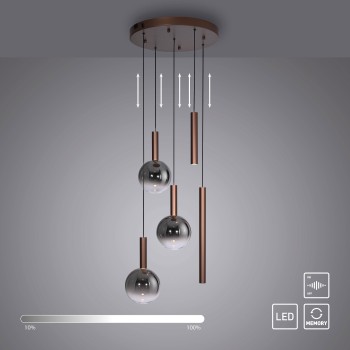 Pendul LED BOWL maro Zuma Line 2285-23, D54 cm, 6.3W