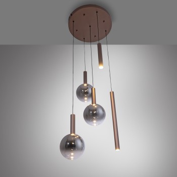 Pendul LED BOWL maro Zuma Line 2285-23, D54 cm, 6.3W