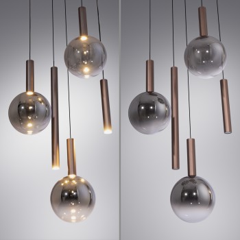 Pendul LED BOWL maro Zuma Line 2285-23, D54 cm, 6.3W