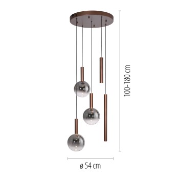 Pendul LED BOWL maro Zuma Line 2285-23, D54 cm, 6.3W