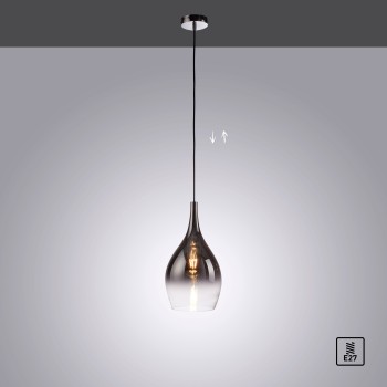 Pendul PILUA crom Zuma Line 2061-17, D20 cm, 1xE27