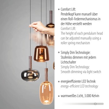 Pendul LED IRIDES multicolor Zuma Line 2682-70, D55 cm, 9W