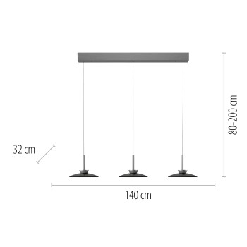 Pendul LED PURE MOON gri Zuma Line 2193-15, 140x32 cm, 15.7W