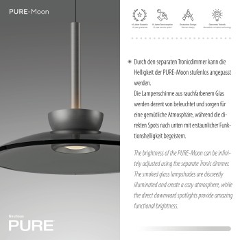 Pendul LED PURE MOON gri Zuma Line 2193-15, 140x32 cm, 15.7W