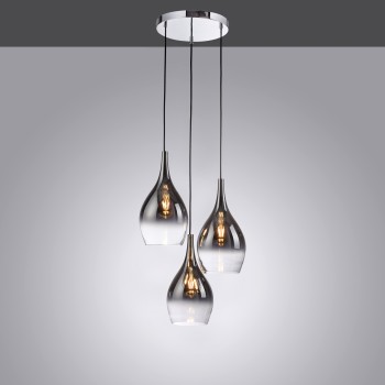 Pendul PILUA crom Zuma Line 2062-17, D46 cm, 3xE27