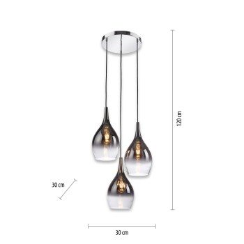Pendul PILUA crom Zuma Line 2062-17, D46 cm, 3xE27