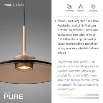 Pendul LED PURE E-MOON maro Zuma Line 2195-97, D50 cm, 18W