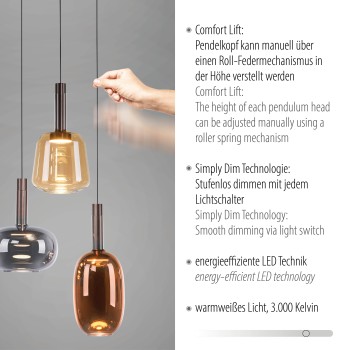 Pendul LED IRIDES multicolor Zuma Line 2679-70, D43 cm, 9W