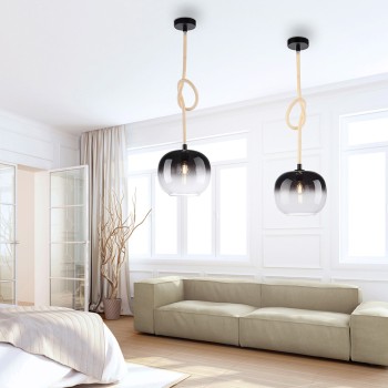Pendul LUMA negru Zuma Line 2410-18, D30 cm, 1xE27