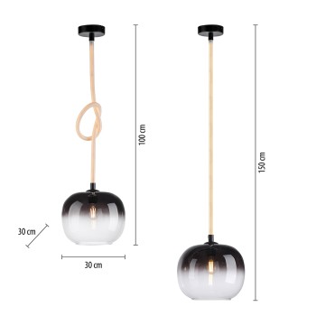Pendul LUMA negru Zuma Line 2410-18, D30 cm, 1xE27