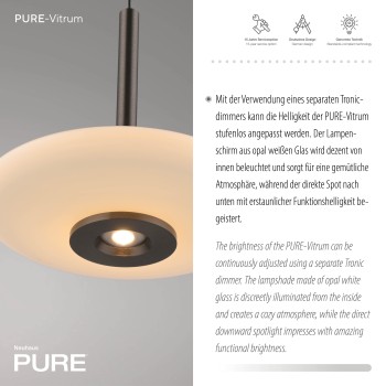 Pendul LED PURE VITRUM maro metalic inchis Zuma Line 2053-34, D22 cm, 10W
