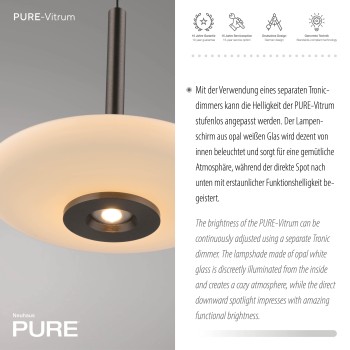 Pendul LED PURE VITRUM maro metalic inchis Zuma Line 2053-34, D22 cm, 10W