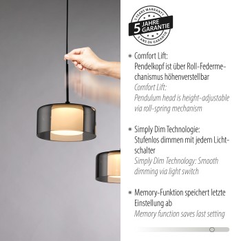 Pendul LED RIKA negru Zuma Line 2115-18, 135x31 cm, 61W
