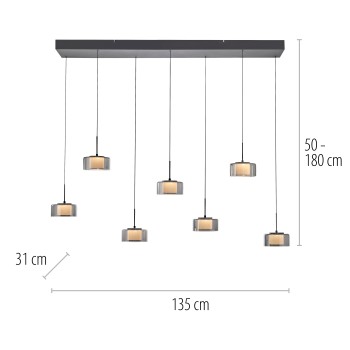 Pendul LED RIKA negru Zuma Line 2115-18, 135x31 cm, 61W