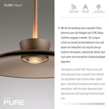 Pendul LED PURE MOON maro Zuma Line 2191-97, D32 cm, 15.7W