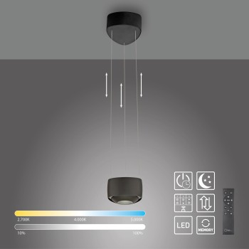 Pendul LED Q-STRETTO negru Zuma Line 2657-18, D14.2 cm, 20W