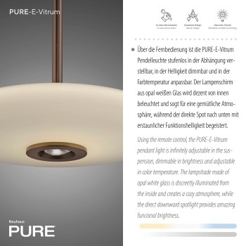 Pendul LED PURE E-VITRUM maro inchis Zuma Line 2084-34, D45 cm, 26W