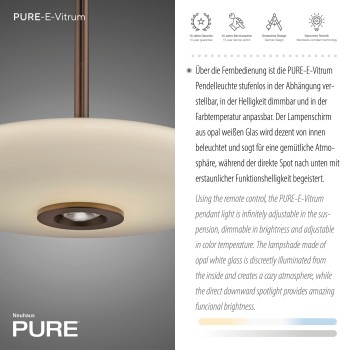 Pendul LED PURE E-VITRUM maro inchis Zuma Line 2084-34, D45 cm, 26W