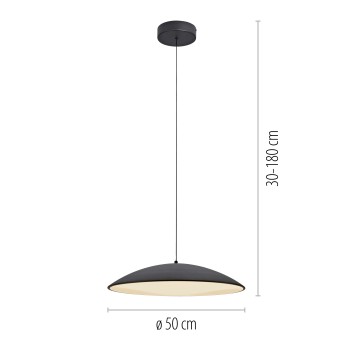 Pendul LED LENTE negru Zuma Line 14607-18, D50 cm, 23W