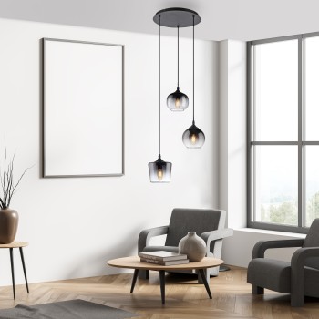 Pendul ZEA negru Zuma Line 15424-18, 120x38 cm, 3xE14