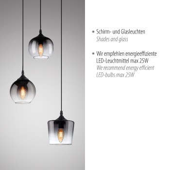 Pendul ZEA negru Zuma Line 15424-18, 120x38 cm, 3xE14
