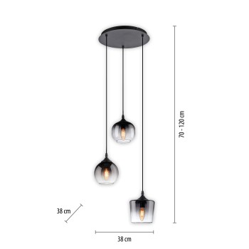 Pendul ZEA negru Zuma Line 15424-18, 120x38 cm, 3xE14