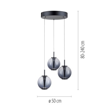 Pendul LED PURE E-INFINITY gri Zuma Line 2222-15, D50 cm, 7W
