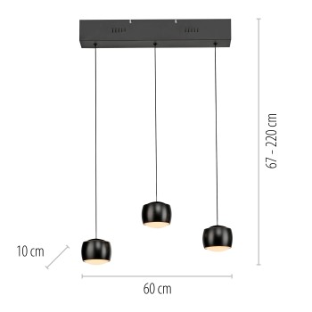 Pendul LED BALLINI negru Zuma Line 15261-18, 220x10 cm, 22W