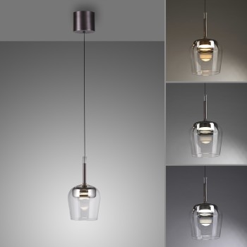 Pendul LED Q-KON argintiu Zuma Line 2741-21, D21 cm, 9W