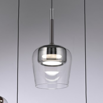 Pendul LED Q-KON argintiu Zuma Line 2741-21, D21 cm, 9W