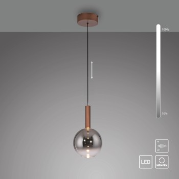 Pendul LED BOWL maro Zuma Line 2284-23, D20 cm, 7.4W