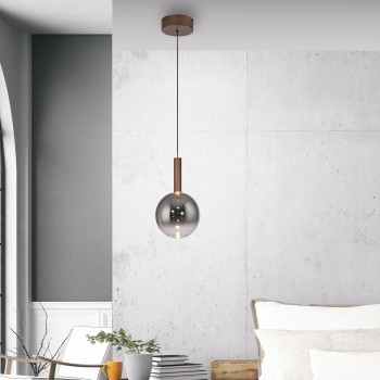 Pendul LED BOWL maro Zuma Line 2284-23, D20 cm, 7.4W