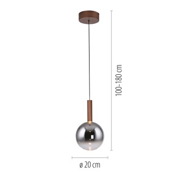 Pendul LED BOWL maro Zuma Line 2284-23, D20 cm, 7.4W