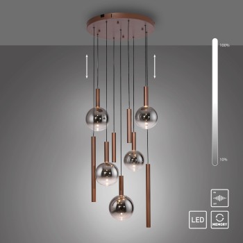 Pendul LED BOWL maro Zuma Line 2287-23, D63 cm, 7W